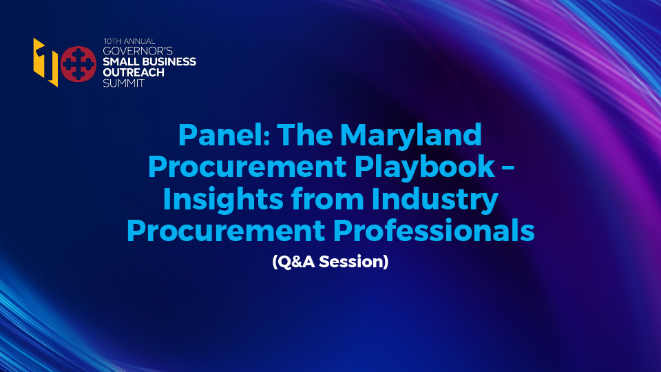 Panel: The Maryland Procurement Playbook