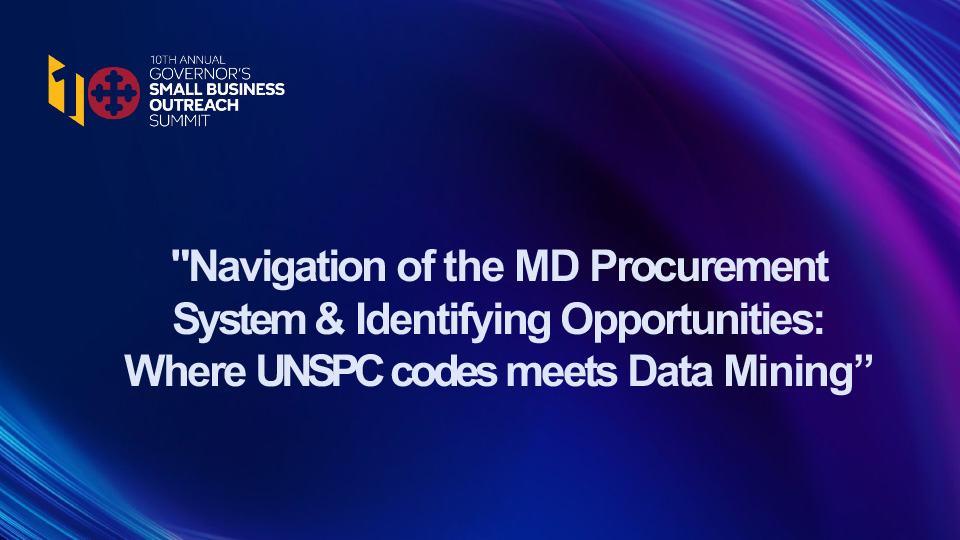 Navigation of the MD Procurement System & Identifying Opportunities